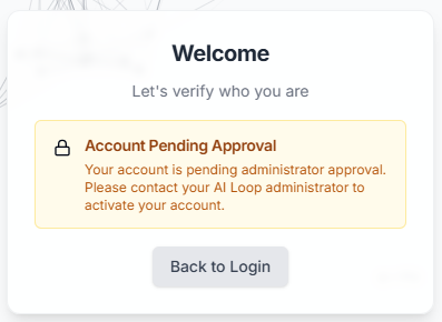 Account Pending Approval notification
